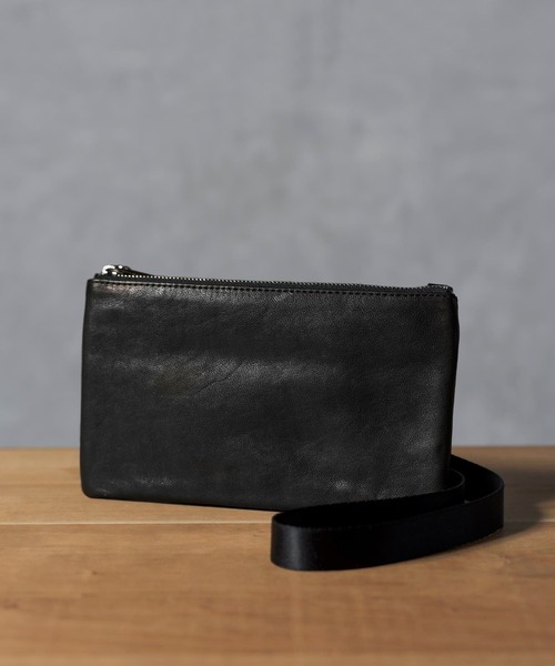 PATRICK STEPHAN（パトリックステファン）の「PATRICK STEPHAN パトリックステファン / Leather long wallet fold ’minimal' shine 2 ソフトシープスキンレザーロングウォレット ショルダーバッグ サコッシュ / 183ABG18（ショルダーバッグ・メンズ・ブラック×シルバー/ブラック×ブラック/グレー系その他/オリーブ/ライトブラウン・FREE）」の12枚目の写真