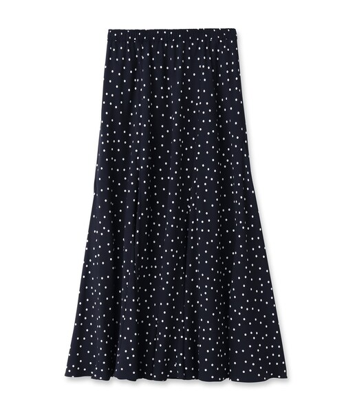 美品 DRESSTERIOR ドットフレアナロースカート ネイビー 34 DRESSTERIOR ドットナローフレアスカート ネイビー サイズ34