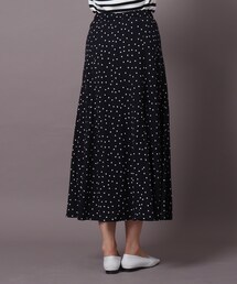 美品 DRESSTERIOR ドットフレアナロースカート ネイビー 34