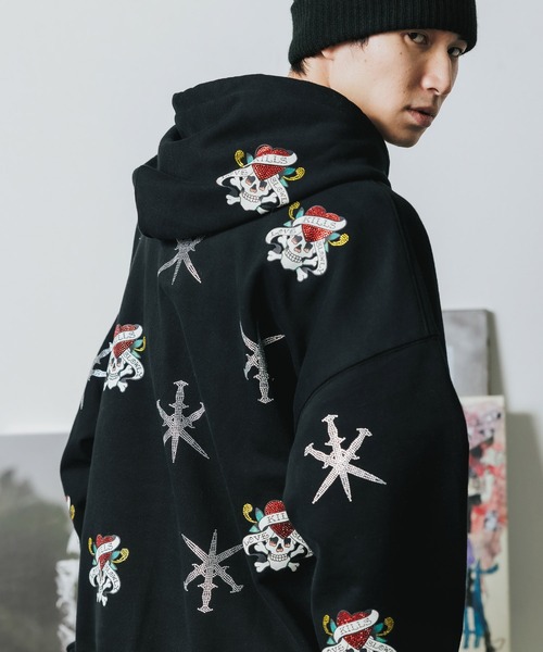 kenshi_07　人気　アンノウン　エドハーディ　パーカー　ブラック　L Ed Hardy（エドハーディー）の「UNKNOWN/アンノウン × Ed Hardy