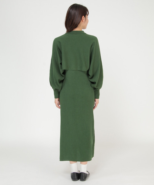 LBC（エルビーシー）の「ニットレイヤードワンピ（ワンピース・レディース・ブラック/ダークカーキ・M）」の11枚目の写真