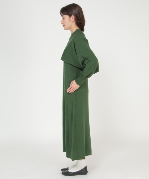 LBC（エルビーシー）の「ニットレイヤードワンピ（ワンピース・レディース・ブラック/ダークカーキ・M）」の10枚目の写真