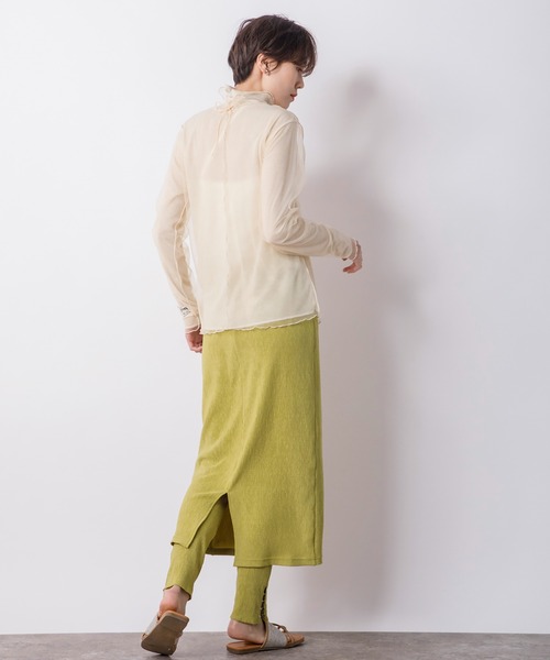 CIENA（シエナ）の「【2枚SET】シアーテレコ×チュールタートルSET（Tシャツ/カットソー・レディース・ブラック/オレンジ/グリーン/アイボリー・FREE）」の18枚目の写真