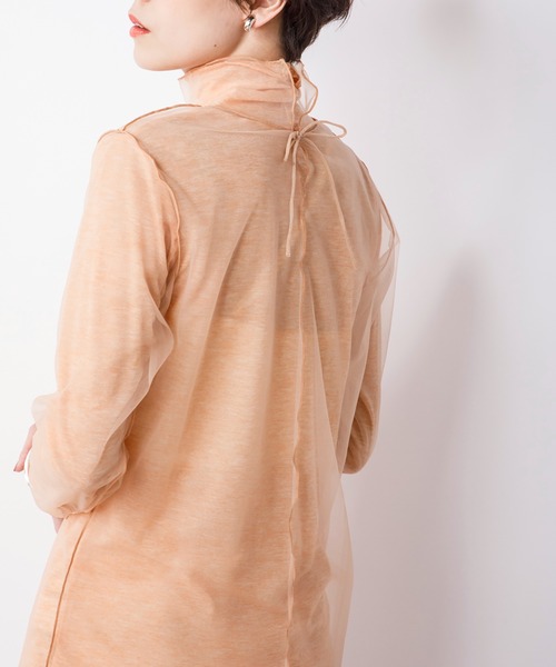 CIENA（シエナ）の「【2枚SET】シアーテレコ×チュールタートルSET（Tシャツ/カットソー・レディース・ブラック/オレンジ/グリーン/アイボリー・FREE）」の7枚目の写真