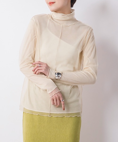 CIENA（シエナ）の「【2枚SET】シアーテレコ×チュールタートルSET（Tシャツ/カットソー・レディース・ブラック/オレンジ/グリーン/アイボリー・FREE）」の20枚目の写真