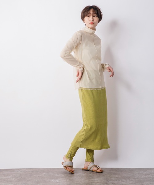 CIENA（シエナ）の「【2枚SET】シアーテレコ×チュールタートルSET（Tシャツ/カットソー・レディース・ブラック/オレンジ/グリーン/アイボリー・FREE）」の21枚目の写真