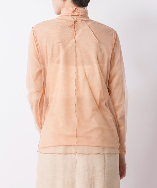 CIENA（シエナ）の「【2枚SET】シアーテレコ×チュールタートルSET（Tシャツ/カットソー・レディース・ブラック/オレンジ/グリーン/アイボリー・FREE）」の6枚目の写真