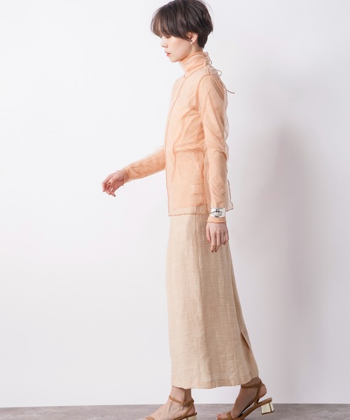 CIENA（シエナ）の「【2枚SET】シアーテレコ×チュールタートルSET（Tシャツ/カットソー・レディース・ブラック/オレンジ/グリーン/アイボリー・FREE）」の8枚目の写真