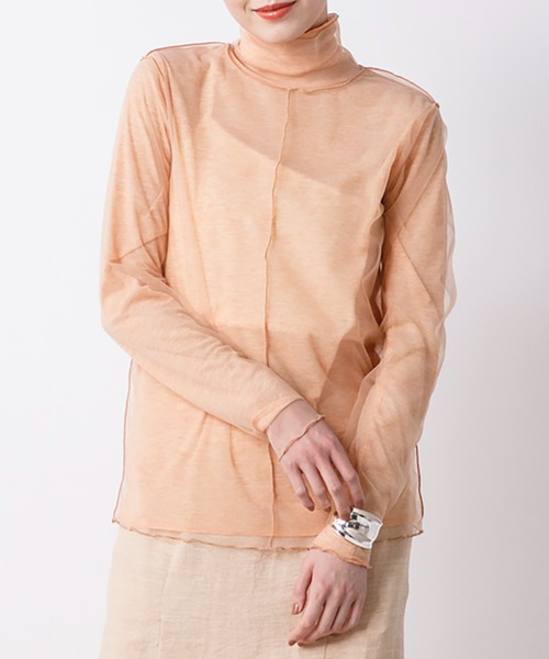 CIENA（シエナ）の「【2枚SET】シアーテレコ×チュールタートルSET（Tシャツ/カットソー・レディース・ブラック/オレンジ/グリーン/アイボリー・FREE）」の9枚目の写真