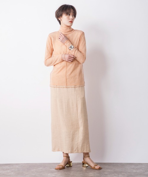 CIENA（シエナ）の「【2枚SET】シアーテレコ×チュールタートルSET（Tシャツ/カットソー・レディース・ブラック/オレンジ/グリーン/アイボリー・FREE）」の11枚目の写真