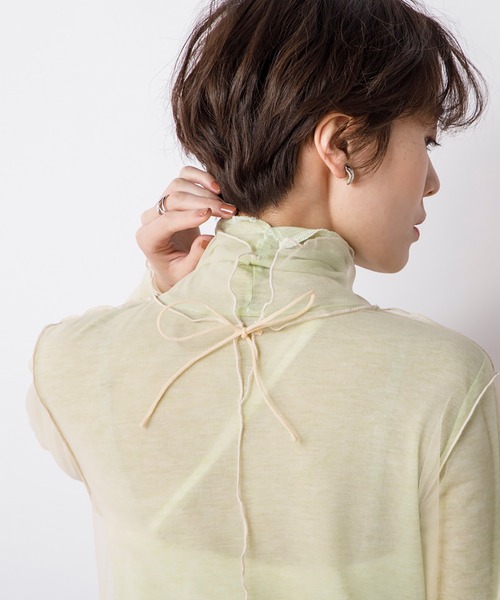 CIENA（シエナ）の「【2枚SET】シアーテレコ×チュールタートルSET（Tシャツ/カットソー・レディース・ブラック/オレンジ/グリーン/アイボリー・FREE）」の12枚目の写真