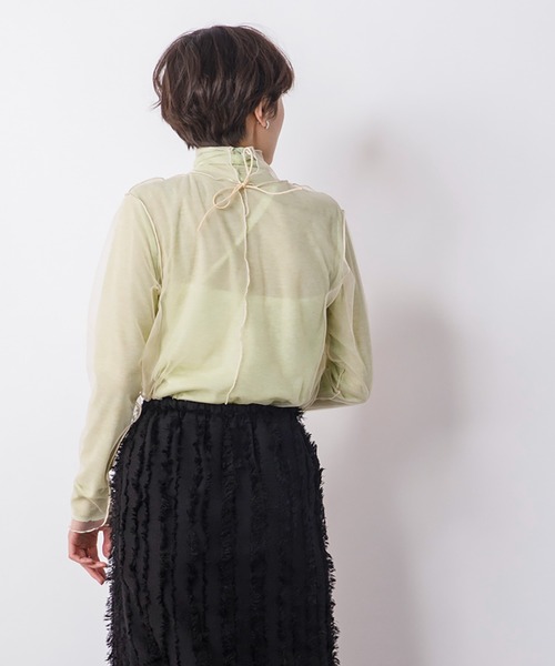 CIENA（シエナ）の「【2枚SET】シアーテレコ×チュールタートルSET（Tシャツ/カットソー・レディース・ブラック/オレンジ/グリーン/アイボリー・FREE）」の13枚目の写真