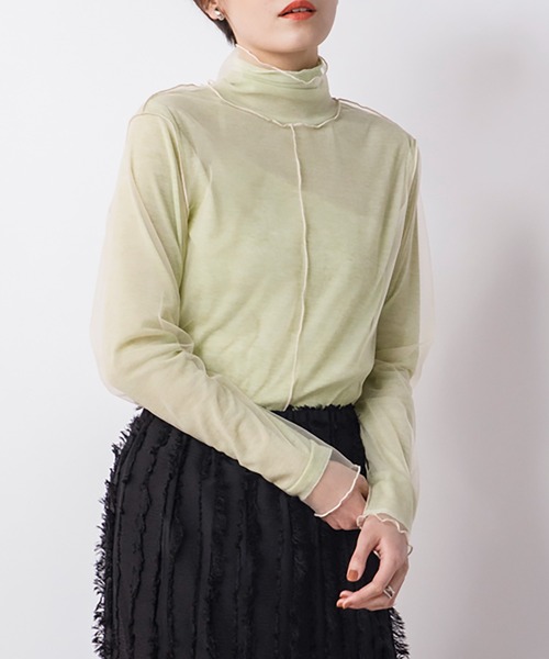 CIENA（シエナ）の「【2枚SET】シアーテレコ×チュールタートルSET（Tシャツ/カットソー・レディース・ブラック/オレンジ/グリーン/アイボリー・FREE）」の15枚目の写真