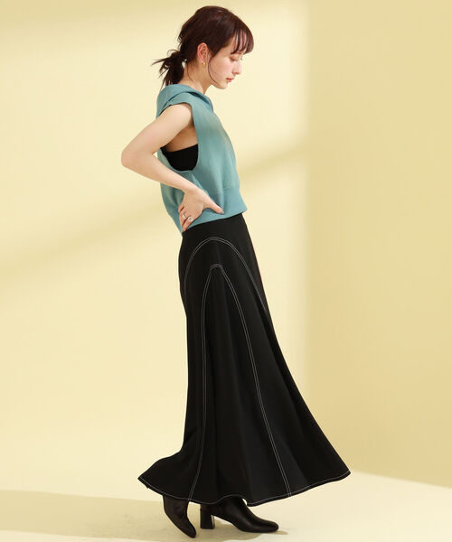 Ray BEAMS（レイビームス）の「Ray BEAMS / カラー ステッチ フレア スカート（スカート・レディース・イエロー/ブラック・1/0）」の5枚目の写真