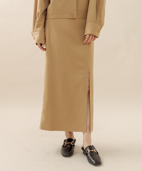 mline（エムライン）の「[mline] サイドスリットスカート（スカート・レディース・アイボリー/ブラック/ベージュ・1/2）」の3枚目の写真