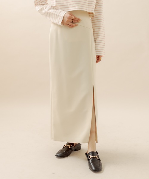 【TOTEME】サイドスリット スリムフィット ミディスカート Low-waist straight skirt black – TOTEME
