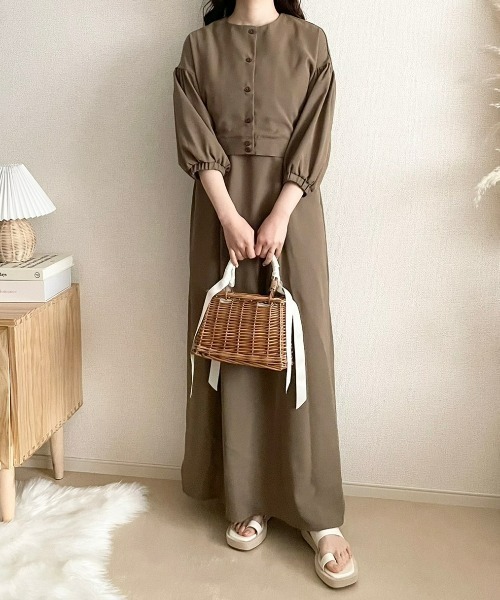 ECRIRE（エクリール）の「【TOMOコラボ】２WAYノースリーブワンピース（ワンピース・レディース・ベージュ/グレー/ライトグリーン/アイボリー・M/L）」の12枚目の写真