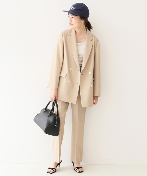 SLOBE IENA（スローブイエナ）の「センタープレスストレートパンツ◆（スラックス・レディース・ベージュ/ネイビー/ブルー・36/38）」の5枚目の写真