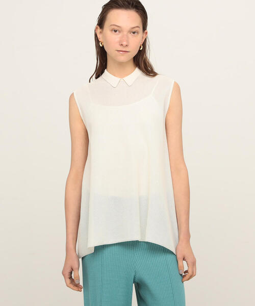 TOMORROWLAND （トゥモローランド）の「パールメッシュコンビ ミニカラープルオーバー（ニット/セーター・レディース・ホワイト/ネイビー・S）」の3枚目の写真