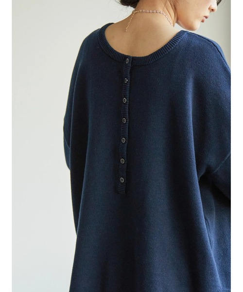 AMERICAN HOLIC（アメリカンホリック）の「ヘンリーネックニットプルオーバー（ニット/セーター・レディース・ネイビー/サックスブルー/アイボリー/イエロー・M/L）」の22枚目の写真