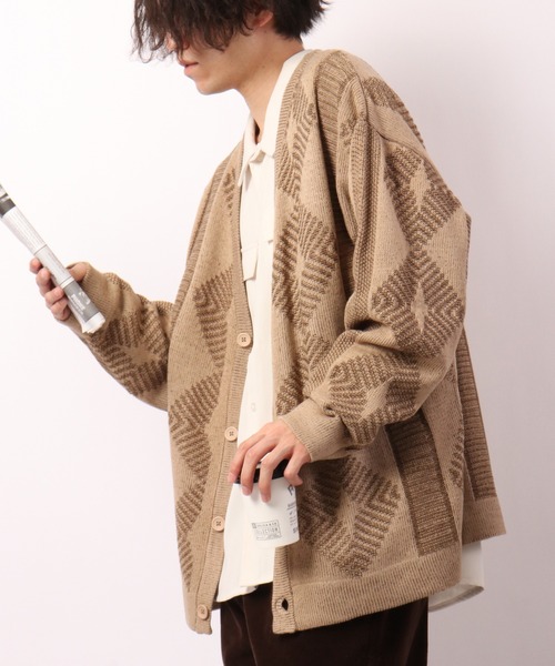Revo.(レボ)の「ジャガード編み ネイティブ柄 カーディガン(カーディガン/ボレロ・メンズ・ブラック系その他/ブラック/ベージュ/ベージュ系その他・1/2)」の4枚目の写真