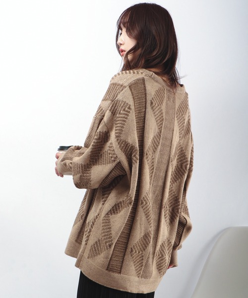Revo.(レボ)の「ジャガード編み ネイティブ柄 カーディガン(カーディガン/ボレロ・メンズ・ブラック系その他/ブラック/ベージュ/ベージュ系その他・1/2)」の12枚目の写真