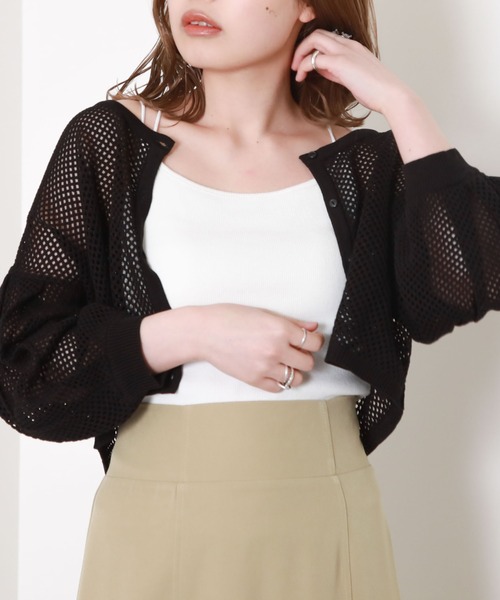 archives（アルシーヴ）の「メッシュ編ボリュームスリーブカーディガン（カーディガン/ボレロ・レディース・オフホワイト/イエロー/オレンジ/ブラック/ブルー・MEDIUM）」の17枚目の写真