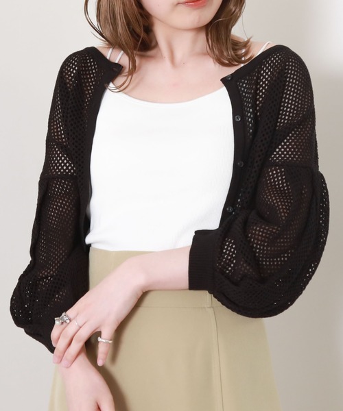 archives（アルシーヴ）の「メッシュ編ボリュームスリーブカーディガン（カーディガン/ボレロ・レディース・オフホワイト/イエロー/オレンジ/ブラック/ブルー・MEDIUM）」の18枚目の写真