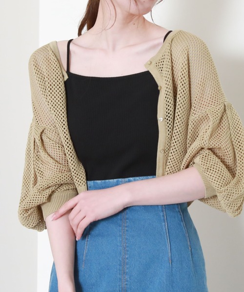 archives（アルシーヴ）の「メッシュ編ボリュームスリーブカーディガン（カーディガン/ボレロ・レディース・オフホワイト/イエロー/オレンジ/ブラック/ブルー・MEDIUM）」の14枚目の写真