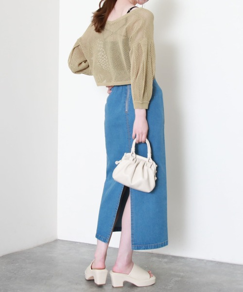 archives（アルシーヴ）の「メッシュ編ボリュームスリーブカーディガン（カーディガン/ボレロ・レディース・オフホワイト/イエロー/オレンジ/ブラック/ブルー・MEDIUM）」の15枚目の写真