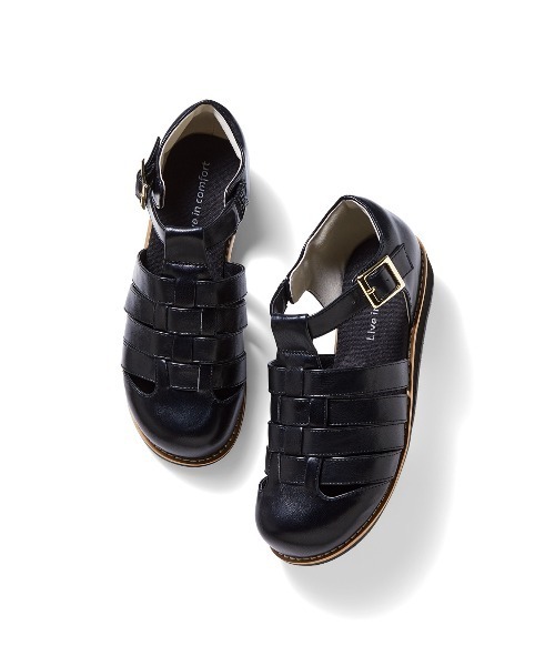 Live in comfort（リブインコンフォート）の「リブ　イン　コンフォート　オブリークトウで足まわりゆったり　大人のグルカサンダル（サンダル・レディース・シルバー/ブラック・5/4/3/2）」の2枚目の写真