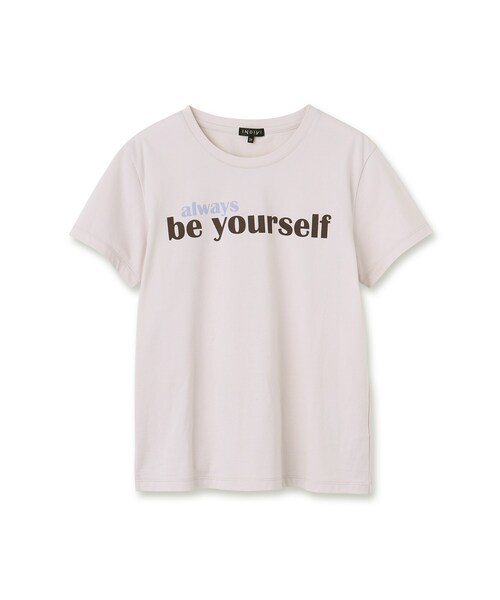 INDIVI（インディヴィ）の「◆【コットン100%】メッセージロゴTシャツ（Tシャツ/カットソー・レディース・ホワイト/チャコールグレー/ライトブルー/ライトベージュ・38/34/05/15 /13/19）」の5枚目の写真