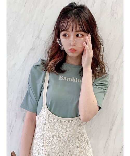dazzlin（ダズリン）の「BambinaガーリーTシャツ（Tシャツ/カットソー・レディース・ベージュ/グリーン/オフホワイト・FREE）」の3枚目の写真