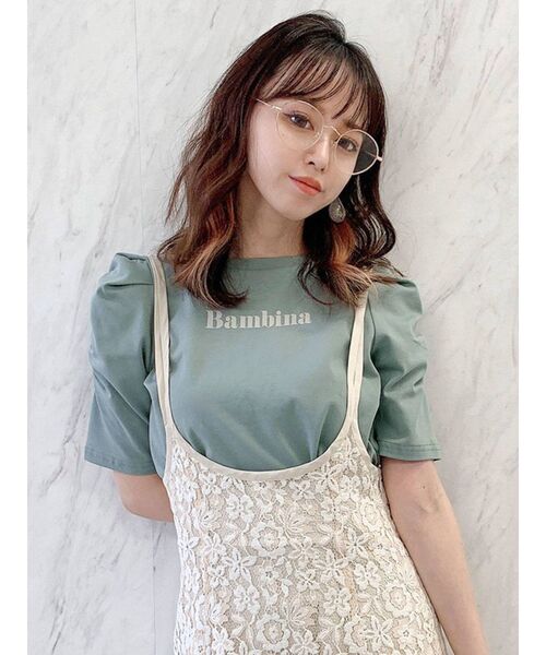 dazzlin（ダズリン）の「BambinaガーリーTシャツ（Tシャツ/カットソー・レディース・ベージュ/グリーン/オフホワイト・FREE）」の4枚目の写真