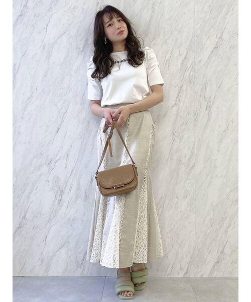 dazzlin（ダズリン）の「BambinaガーリーTシャツ（Tシャツ/カットソー・レディース・ベージュ/グリーン/オフホワイト・FREE）」の10枚目の写真