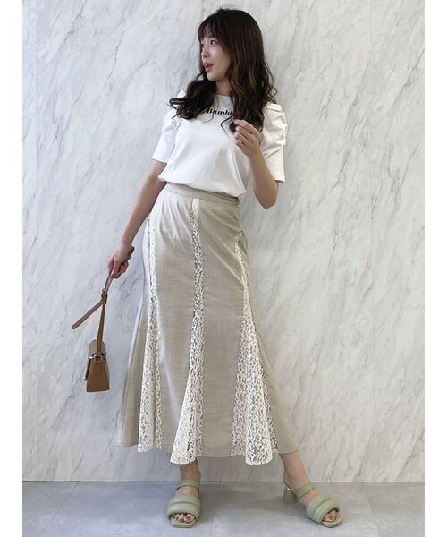 dazzlin（ダズリン）の「BambinaガーリーTシャツ（Tシャツ/カットソー・レディース・ベージュ/グリーン/オフホワイト・FREE）」の12枚目の写真