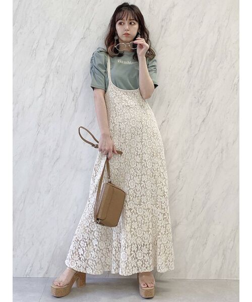 dazzlin（ダズリン）の「BambinaガーリーTシャツ（Tシャツ/カットソー・レディース・ベージュ/グリーン/オフホワイト・FREE）」の16枚目の写真