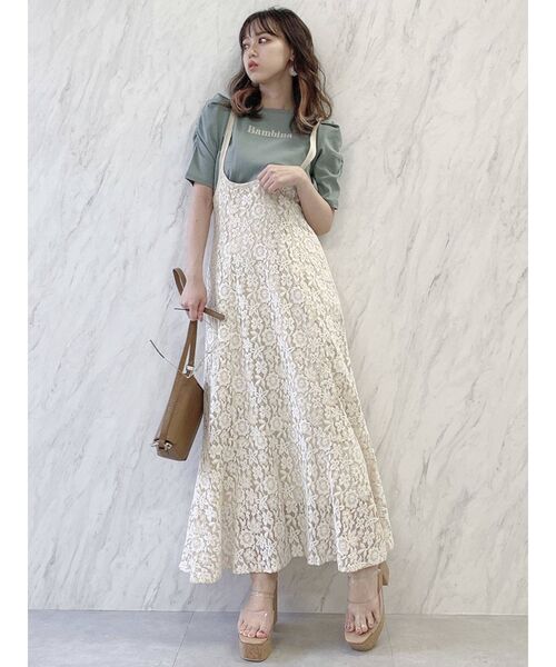 dazzlin（ダズリン）の「BambinaガーリーTシャツ（Tシャツ/カットソー・レディース・ベージュ/グリーン/オフホワイト・FREE）」の17枚目の写真