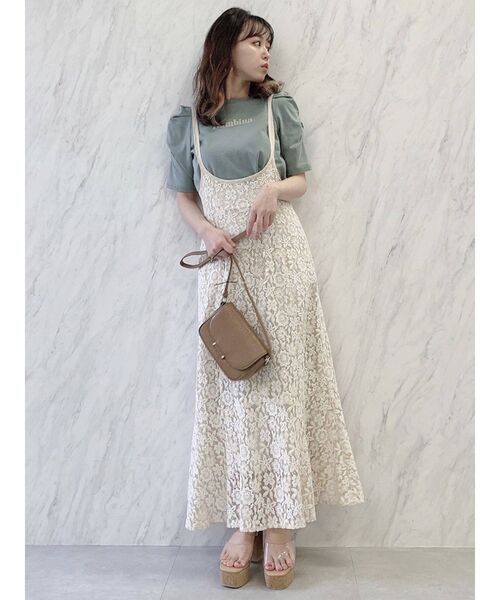 dazzlin（ダズリン）の「BambinaガーリーTシャツ（Tシャツ/カットソー・レディース・ベージュ/グリーン/オフホワイト・FREE）」の18枚目の写真