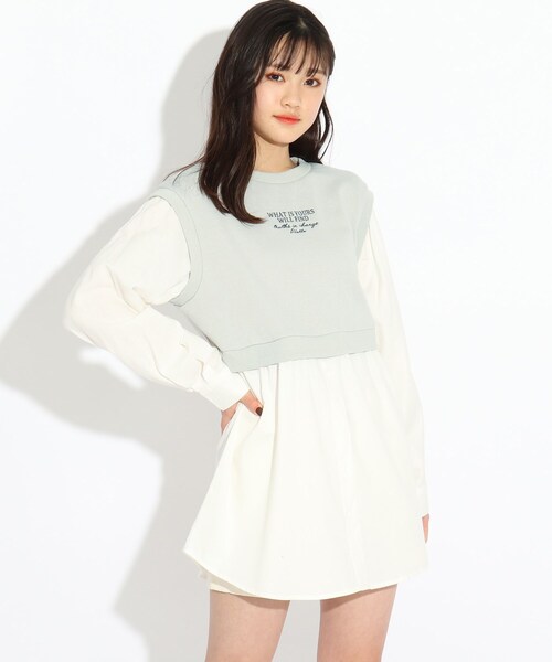 セール シャツレイヤード風ミニワンピース ワンピース Pink Latte ピンクラテ のファッション通販 Zozotown