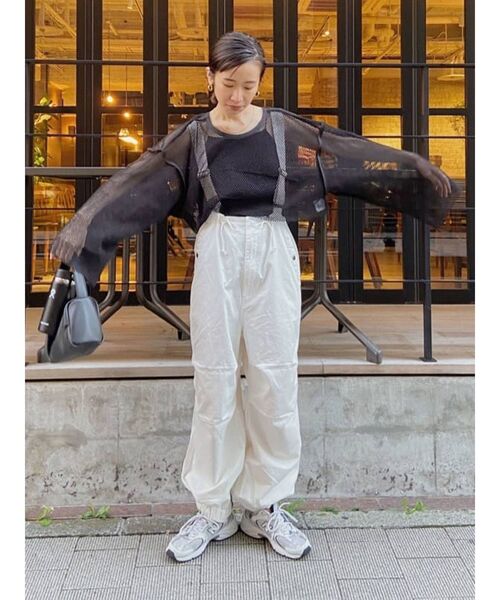 Ungrid（アングリッド）の「ショートデザインメッシュロングスリーブTee（Tシャツ/カットソー・レディース・ブラック/ベージュ・FREE）」の12枚目の写真