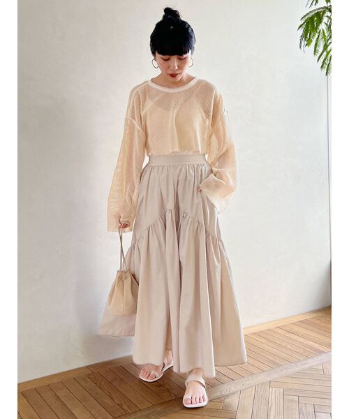 Ungrid（アングリッド）の「ショートデザインメッシュロングスリーブTee（Tシャツ/カットソー・レディース・ブラック/ベージュ・FREE）」の13枚目の写真