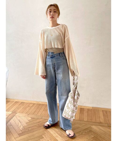 Ungrid（アングリッド）の「ショートデザインメッシュロングスリーブTee（Tシャツ/カットソー・レディース・ブラック/ベージュ・FREE）」の18枚目の写真