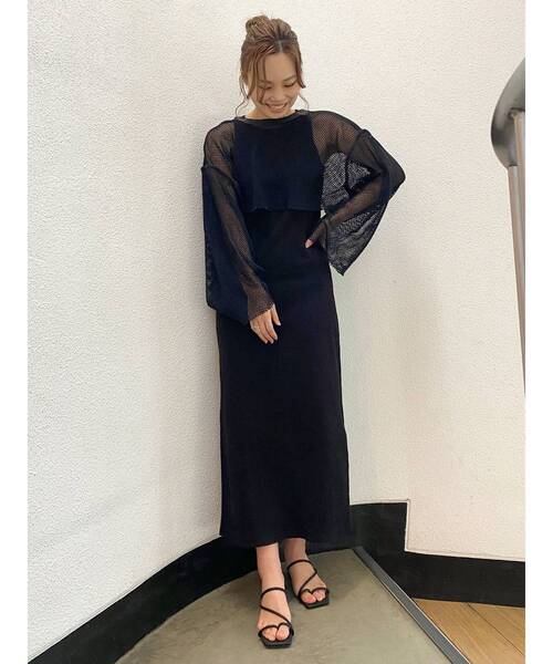 Ungrid（アングリッド）の「ショートデザインメッシュロングスリーブTee（Tシャツ/カットソー・レディース・ブラック/ベージュ・FREE）」の20枚目の写真