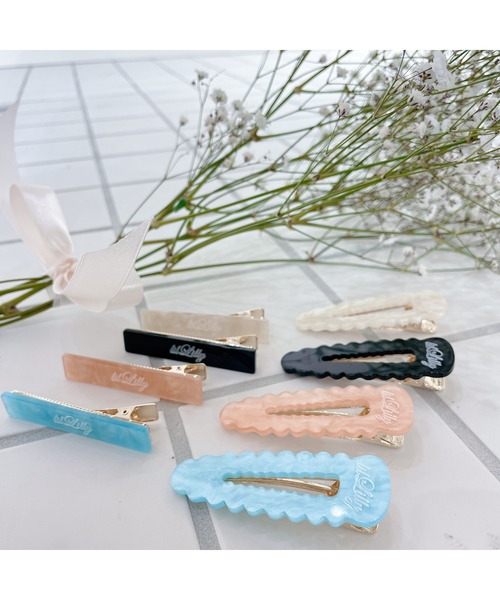 lilLilly(リルリリー)の「マーブルスカラップヘアピン(ヘアピン・レディース・ホワイト/ブラック/ブルー/ピンク・FREE)」の2枚目の写真