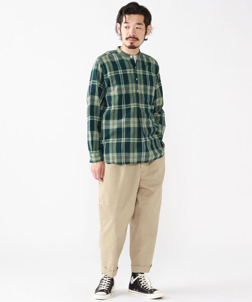 BEAMS PLUS(ビームスプラス)の「BEAMS PLUS / インディアン マドラスチェック バンドカラー プルオーバーシャツ(シャツ/ブラウス・メンズ・サックスブルー/オレンジ/グリーン・SMALL/MEDIUM/X-LARGE/LARGE)」の7枚目の写真