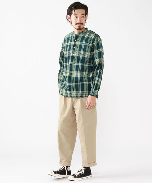 BEAMS PLUS(ビームスプラス)の「BEAMS PLUS / インディアン マドラスチェック バンドカラー プルオーバーシャツ(シャツ/ブラウス・メンズ・サックスブルー/オレンジ/グリーン・SMALL/MEDIUM/X-LARGE/LARGE)」の8枚目の写真