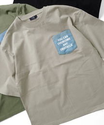 GLAZOS | タフ天竺・ドロップショルダーデニムポケット５分袖Tシャツ(Tシャツ/カットソー)