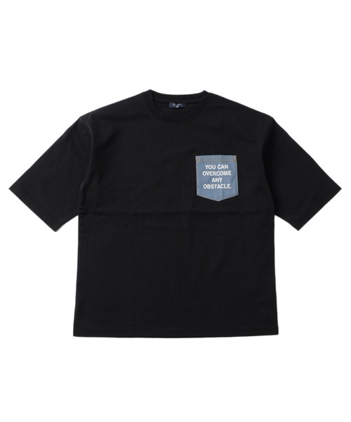 GLAZOS(グラソス)の「タフ天竺・ドロップショルダーデニムポケット5分袖Tシャツ(Tシャツ/カットソー・キッズ・ブラック/グレー/カーキ・170cm/130cm/140cm/150cm/160cm)」の2枚目の写真