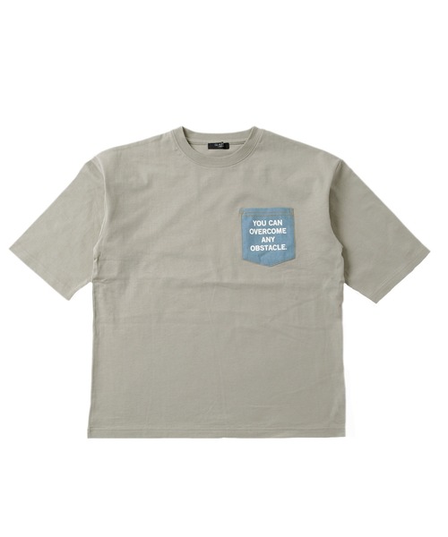 GLAZOS(グラソス)の「タフ天竺・ドロップショルダーデニムポケット5分袖Tシャツ(Tシャツ/カットソー・キッズ・ブラック/グレー/カーキ・170cm/130cm/140cm/150cm/160cm)」の4枚目の写真